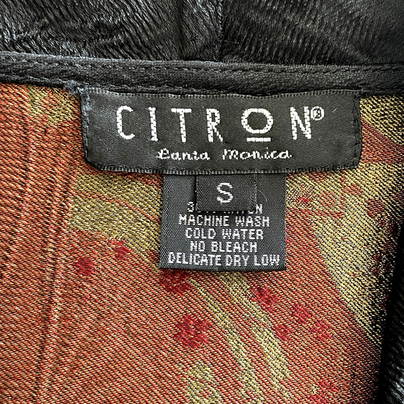 CITRON SANTA MONICA Women's Size Small Black Red Gold Silk Blend Brocade Jacket - Picture 3 of 8